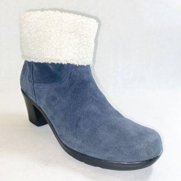 Clarks Shoes - Clarks Bendables Blue Suede Fur Lined Booties 8.5M